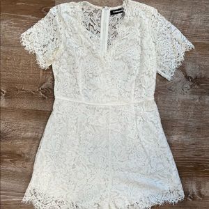 White lace romper bride bridesmaid bachelorette party